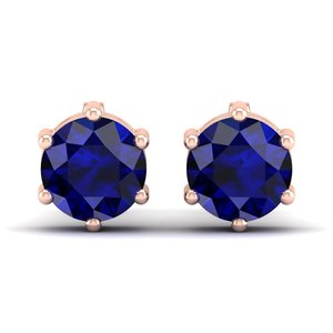 REYES New Arrival 925 Sterling Silver Moissanite <b>Screw</b> <b>Back</b> Stud <b>Earrings</b> Classic Round Cut 2Ct Blue Sapphire Gemstone Jewelry - Product Image 3