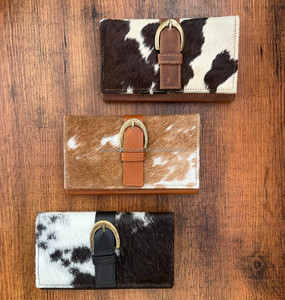 ใหม่แท้ทําด้วยมือหนัง Cowhide ของแท้หนังกระเป๋าสตางค์ผู้หญิงกระเป๋าสตางค์บาง Bifold ร้อนขายหนังตะวันตกกระเป๋าคลัทช์กระเป๋าสตางค์ - Product Image 4