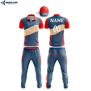 Men's Blue Green Contrast Stripe Short Sleeve Cricket Kit With Matching <b>Pants</b> Quick Dry Regular Fit All Season - Product Image 4