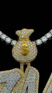 Pendentif glacé 7M pour hommes pendentif sac d'argent personnalisé Hip Hop Bling deux tons plaqué or et argent bijoux en diamant Moissanite - Product Image 6