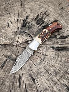 Couteau de poche pliant artisanal à lame en Damas avec étui en cuir OEM personnalisable – Couteaux NM pour usage quotidien - Product Image 6