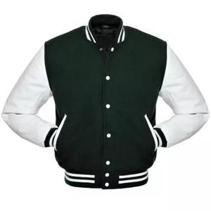 แจ็คเก็ต Letterman Varsity ขายส่ง ตัวเสื้อทำจากผ้าขนสัตว์ แขนทำจากหนังแท้ สำหรับฤดูหนาว ปี 2025 - Product Image 3