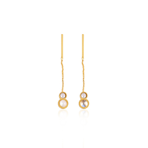 Pendientes de Perlas Naturales y Piedra Lunar Arcoíris, Joyería Artesanal con Piedras Preciosas para Mujer - Product Image 1