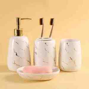 Eco-Friendly Luxury White Resin <b>Bathroom</b> <b>Accessories</b> <b>Set</b> Four-Piece Premium Items - Product Image 5