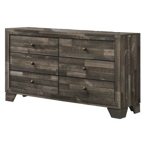 Cassettiera Rustica a Sei Cassetti, 1 Pezzo, Finitura Marrone Grigio, Mobili per Camera da Letto in Legno - Product Image 1