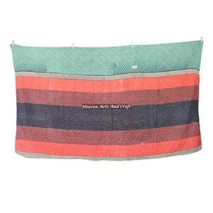 Indian Handmade Cotton Kantha <b>Quilt</b> Blanket Ethnic Bedspread Bedding <b>Throw</b> Decor Indian Reversible Hand Stitched Heavy <b>Throw</b> Old - Product Image 6