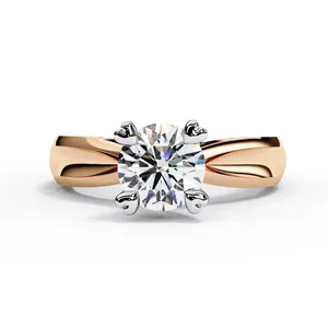 Bague solitaire en diamant de laboratoire rond de 1,5 ct avec bande infini entrelacée, sertie à quatre griffes, bijou de fiançailles sculptural personnalisé - Product Image 1