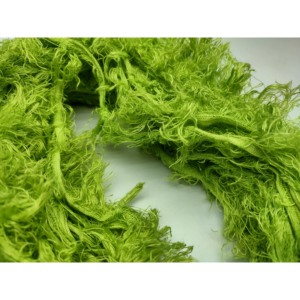 100% <b>Linen</b> <b>Yarn</b>-Lime Green Frizz Ribbon Strip for Weaving Textile Art & Crafts - Product Image 2