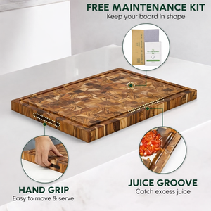 Luxury End Grain Wood Cutting Board, Decorative Pattern, Food Safe, Durable <b>Kitchen</b> Prep and Serving Board - Product Image 5