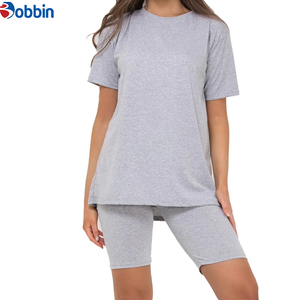 Conjuntos de Verano para Mujer, Shorts y Camisetas, Traje Deportivo Corto, Tendencia de Verano, Logotipo Personalizado, Conjunto de Dos Piezas de Algodón - Product Image 4