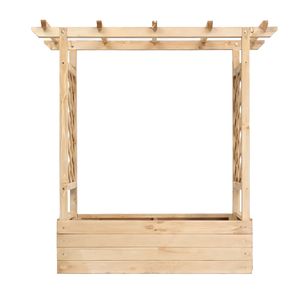 43.5*17.5*44.5 in Fir with <b>Arched</b> Lattice Raised <b>Garden</b> Bed <b>Wooden</b> Planting Frame Natural Fencing Trellis & <b>Gates</b> - Product Image 6
