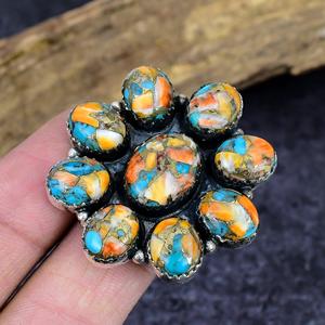 Natural Spiny Oyster Turquoise Ring Artisan Sterling Silver Floral Gemstone Jewelry Anniversary <b>Gift</b> for Women - Product Image 5