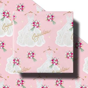 Mini Rotolo di Carta da Regalo Rosa per Decorazioni di Abiti e Fiori con Design con Scritta 'Congratulazioni' - Product Image 3