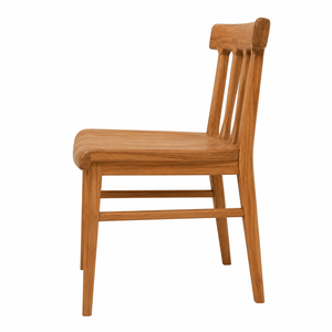 Chaise de salle à manger en teck scandinave moderne avec dossier sculpté - Imperméable, écologique, durable, stable, mobilier de salle à manger d'extérieur - Product Image 3