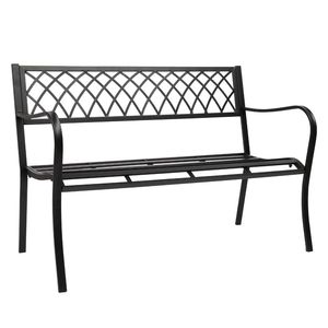 Panca da Esterno in Ferro e Legno Stile Antico 47 Pollici Nera Spedizione Gratuita - Product Image 1