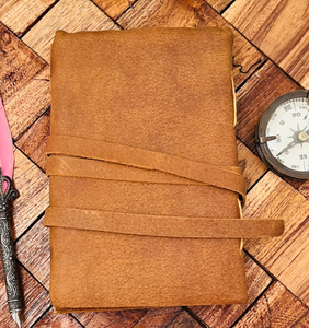 Embossed Feather Leather <b>Journal</b>, Handmade <b>Writing</b> Notebook 7x5 Inch - Product Image 2