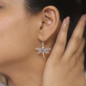 Natural Tanzanite Dragonfly Dangle <b>Earrings</b> 925 Sterling <b>Silver</b> Blue Gemstone <b>Earrings</b> Women’s Fashion Jewelry Gift - Product Image 3