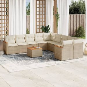 Grand ensemble de canapés de jardin modulaires en rotin PE beige, meubles d'extérieur modulaires confortables - Product Image 1