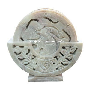 Wholesale High Quality Soapstone Coasters Set for Coffee Tea Kitchen Dining Table <b>Decoration</b> Includes Stone Holder - Product Image 3