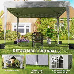 Light Gray 10 X 10 ft Pop up <b>Canopy</b> <b>Tent</b> with Sidewalls UPF50+ Outdoor Portable Instant Shelter Includes Carry Bag - Product Image 5