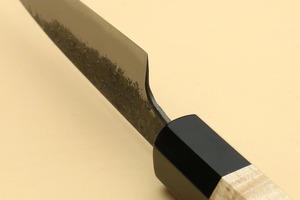 Couteau à éplucher ambidextre moderne, éco-responsable, fait main, en acier carbone forgé, manche en bois de frêne avec étui en cuir - Product Image 4