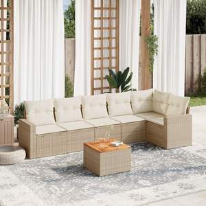 Beige and Cream White <b>Garden</b> Sofa <b>Set</b> - Product Image 1