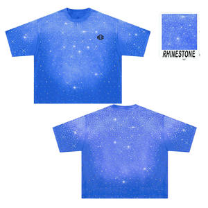 Camiseta de lujo con pedrería para hombre, estilo urbano, oversize, brillante, de manga corta, cuello redondo, OEM - Product Image 1