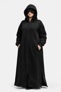 Abaya personnalisée pour femmes avec capuche en polaire et masque de sommeil intégré |   Fabricant OEM de vêtements modestes pour les commandes en gros - Product Image 2