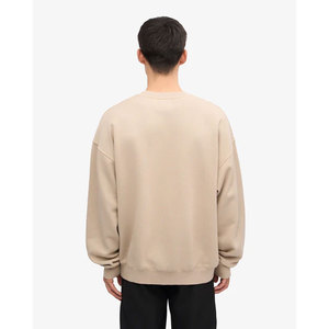 Sudadera de Cuello Redondo Extra Grande para Hombre, Color Sólido, Minimalista, Tejida, Corte Regular, para Otoño, Beige, de Algodón - Product Image 3