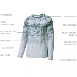 เสื้อตกปลาแบบมีซิปปิด ราคาประหยัด ระบายอากาศได้ดี กันน้ำ UPF 50 ผลิตจากโพลีเอสเตอร์ 100%  รับสกรีนโลโก้  ถักทอจากโพลีเอสเตอร์ 100% - Product Image 4