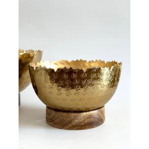 Nouveau Bol Métallique Élégant avec Base en Bois, en Acier, pour la Cuisine Domestique et les Fêtes, Idéal pour Servir la Soupe - Product Image 3