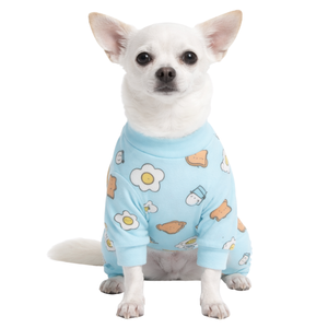 Pyjama pour chien, motif bleu petit-déjeuner, doux et extensible, vêtements de nuit respirants et confortables pour toutes les saisons, pour chiens de petite et moyenne taille, usage intérieur - Product Image 1