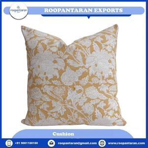 Housse de coussin carrée jaune à motifs floraux, best-seller, classique, imprimée à la main, en coton, décorative, 40x40 cm - Product Image 2