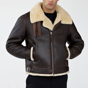 Chaqueta de Invierno para Hombre, Chaqueta Bomber de Cuero, Hecha a Mano, Premium, de Piel de Oveja Genuina, Sherpa, Piel Sintética - Product Image 1