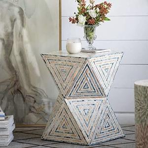 Table à tiroirs en os incrusté de la marque ILAHI, design moderne, détails en agate, rangement à trois niveaux, meuble portable pour la maison - Product Image 3