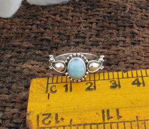 Bague en Larimar bleu naturel en gros, argent sterling 925, pierres précieuses de la République dominicaine, bagues pour femmes, fournisseur de bijoux fins - Product Image 4