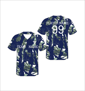 เสื้อเบสบอลลายพรางแบบซับลิเมชั่นสั่งทำพิเศษ แขนสั้น สำหรับผู้ใหญ่ 男女  ผ้าโพลีเอสเตอร์ ระบายเหงื่อได้ดี  พร้อมชื่อทีมและหมายเลขผู้เล่น 99 - Product Image 1