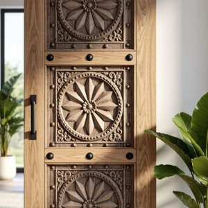 ประตูบานเลื่อนไม้แกะสลักลายดาวแมนดาลาสุดหรู งานฝีมือประณีต ตกแต่งทางเข้าภายในอย่างมีศิลปะ - Product Image 2