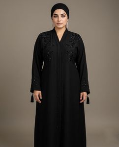 Black Dubai Muslim Women Abaya <b>Dress</b> with Hijab Elegant Beads Stones Hand Work Modest Abaya Style New Collections 2026 - Product Image 1