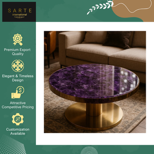 Nouvelles arrivées en stock, meubles de décoration intérieure, designs géométriques organiques personnalisés de haute qualité, pierre d'améthyste, écologiques, faciles à nettoyer - Product Image 2