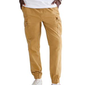 กางเกงกีฬาเอวยางยืดขายาวสำหรับผู้ชายกางเกงขายาวผ้าฝ้ายสีพื้น - Product Image 1