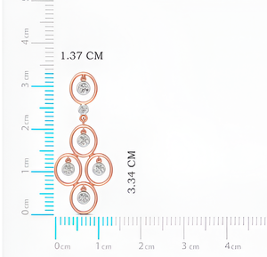 Boucles d'oreilles pendantes en or rose 18 carats avec diamants de laboratoire multi-cercles, style chandelier, sertis clos, diamants CVD - Product Image 5