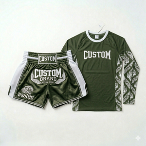 Ensemble Rash Guard BJJ MMA et Short de Muay Thai Personnalisé par Sublimation OEM – Maillot de Compression et Short de Compression – Vente en Gros, Faible MOQ, Fabricant - Product Image 1
