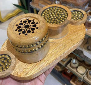 Wholesale Wooden Bakhoor <b>burner</b> Customized Wooden <b>Incense</b> Box Creative Pyramid Hookah Charcoal <b>Holder</b> - Product Image 4