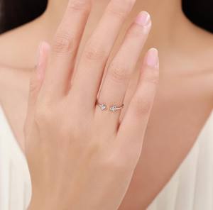 Anillo Apilable Ajustable de Plata de Ley 925 Chapado en Oro con Tres Puntos para Compromiso y Boda, Joyería de Lujo - Product Image 2