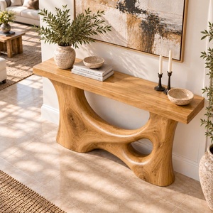 Console de bureau rectangulaire en bois massif de style antique moderne, personnalisable pour usage commercial - Product Image 4