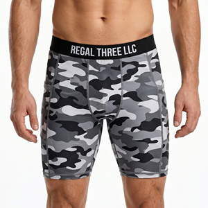 Wholesale Solid High Street <b>Compression</b> <b>Shorts</b> <b>Men</b> Yoga Fitness Base Layer Logo Print Eco-Friendly Breathable Gym Elastic Waist - Product Image 1