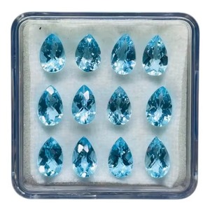 Topaze bleue suisse naturelle, pierres précieuses en forme de poire, 6 mm, 9 mm, facettées, vente en gros, pour la fabrication de bijoux - Product Image 3