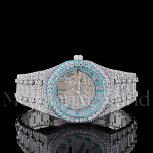 Montre de luxe unisexe Hip Hop à quartz, boîtier tonneau en acier inoxydable, lunette sertie de diamants, cadran analogique tourbillon, verre saphir, boucle 41 mm - Product Image 5