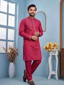 Conjunto de Kurta-Polo y Pantalón para Hombre de Alta Calidad en Algodón Puro con Patrón de Rayas en un Solo Lado, Cuello Mao y Manga Larga, a Precio de Mayoreo - Product Image 6